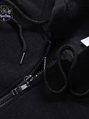 Oversized Zip Up Hoodie Skeleton Graphic Loose Fit Polyester Long Sleeve